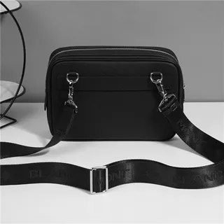 Montblanc Black Structured Rectangular Silhouette Textured Material Messenger Bag 7