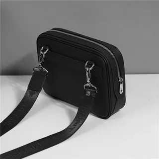 Montblanc Black Structured Rectangular Silhouette Textured Material Messenger Bag 8