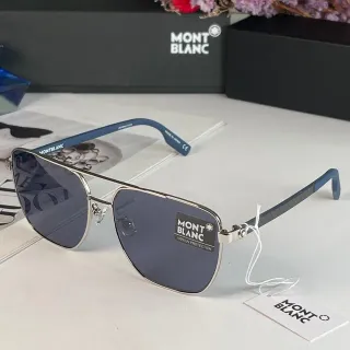 Montblanc Blue Silver Aviator Silhouette Double Bridge Sunglasses