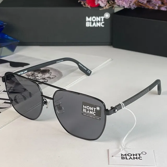 Montblanc Blue Silver Aviator Silhouette Double Bridge Sunglasses 4