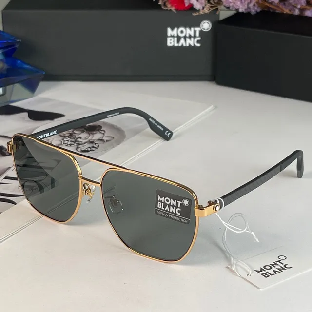 Montblanc Blue Silver Aviator Silhouette Double Bridge Sunglasses 5