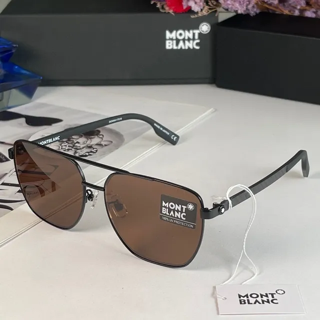 Montblanc Blue Silver Aviator Silhouette Double Bridge Sunglasses 7