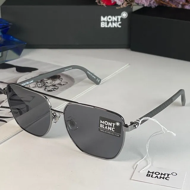 Montblanc Blue Silver Aviator Silhouette Double Bridge Sunglasses 8