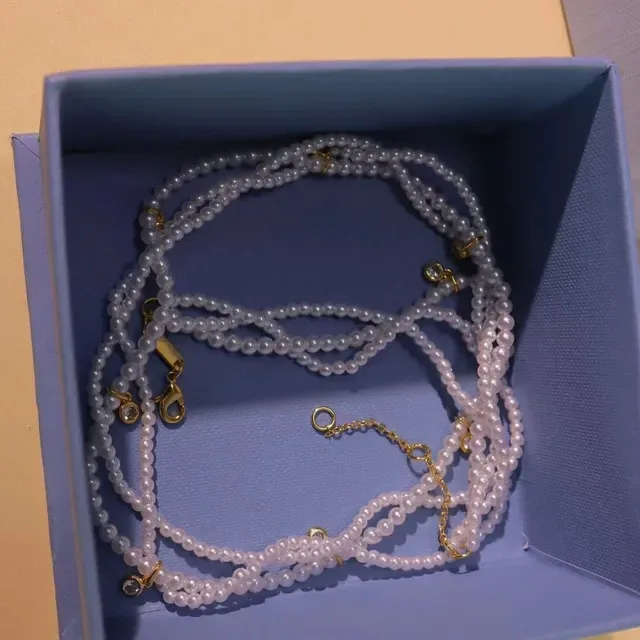 Multi-Strand Pearl and Crystal Charm Necklace 5