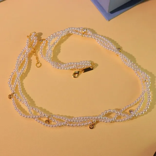 Multi-Strand Pearl and Crystal Charm Necklace 6