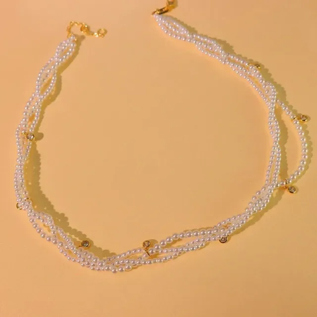 Multi-Strand Pearl and Crystal Charm Necklace 7