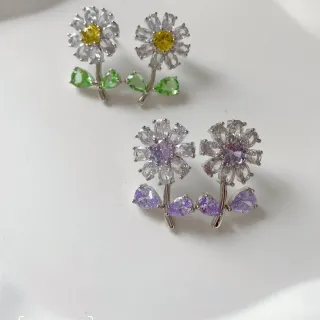 Multicolor Floral Motif Crystal Pavé Earrings