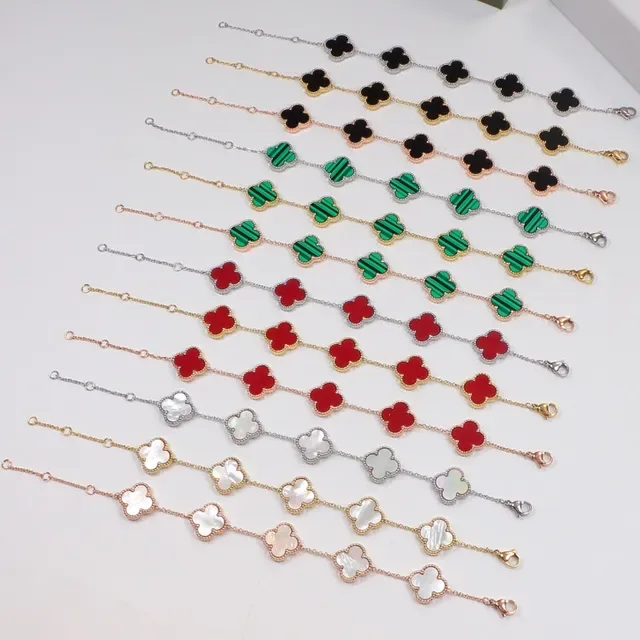 Multicolor Four-Leaf Clover Charm Chain-Link Bracelet 1