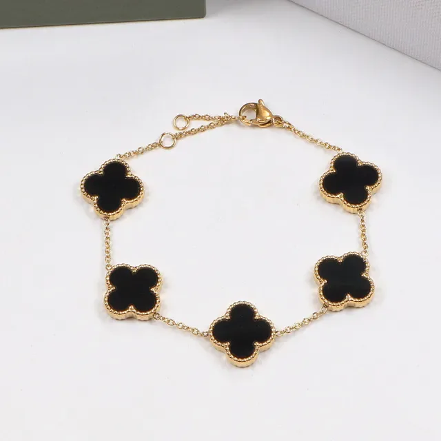 Multicolor Four-Leaf Clover Charm Chain-Link Bracelet 10