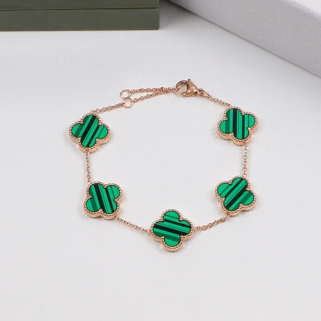 Multicolor Four-Leaf Clover Charm Chain-Link Bracelet 14