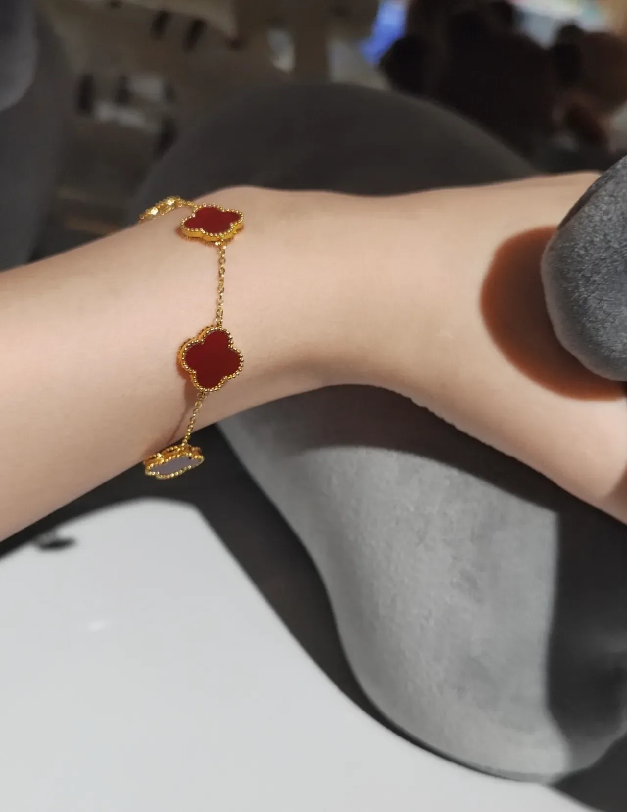 Multicolor Four-Leaf Clover Charm Chain-Link Bracelet 22