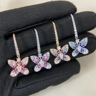 Multicolor Pavé Butterfly Dangle Earrings