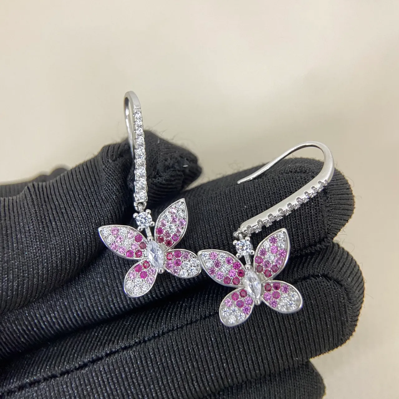 Multicolor Pavé Butterfly Dangle Earrings 2