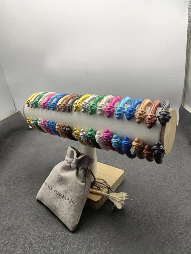 Multicolor Twisted Cable Construction Sculpted Cap Terminals Bracelet 1