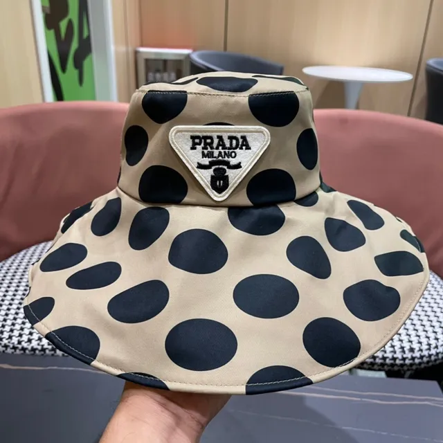 Mustard Yellow and Black Polka Dot Wide-Brimmed Bucket Hat 4