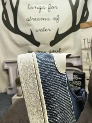 Navy and White Textured Slip-On Lifestyle Sneakers 3