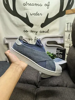 Navy and White Textured Slip-On Lifestyle Sneakers 5