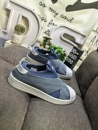 Navy and White Textured Slip-On Lifestyle Sneakers 9
