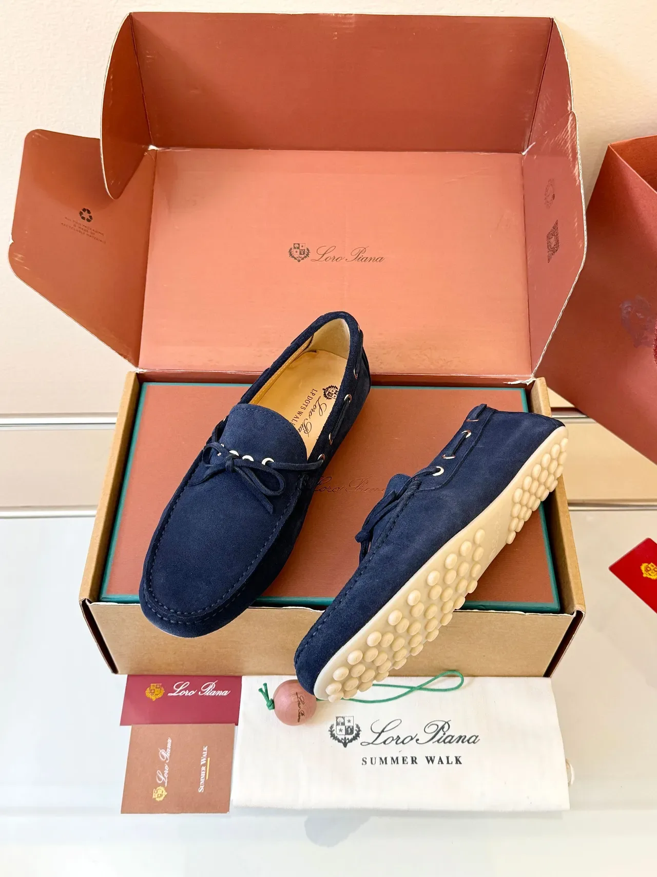 Navy Beige Suede Side Eyelets Loafer 2