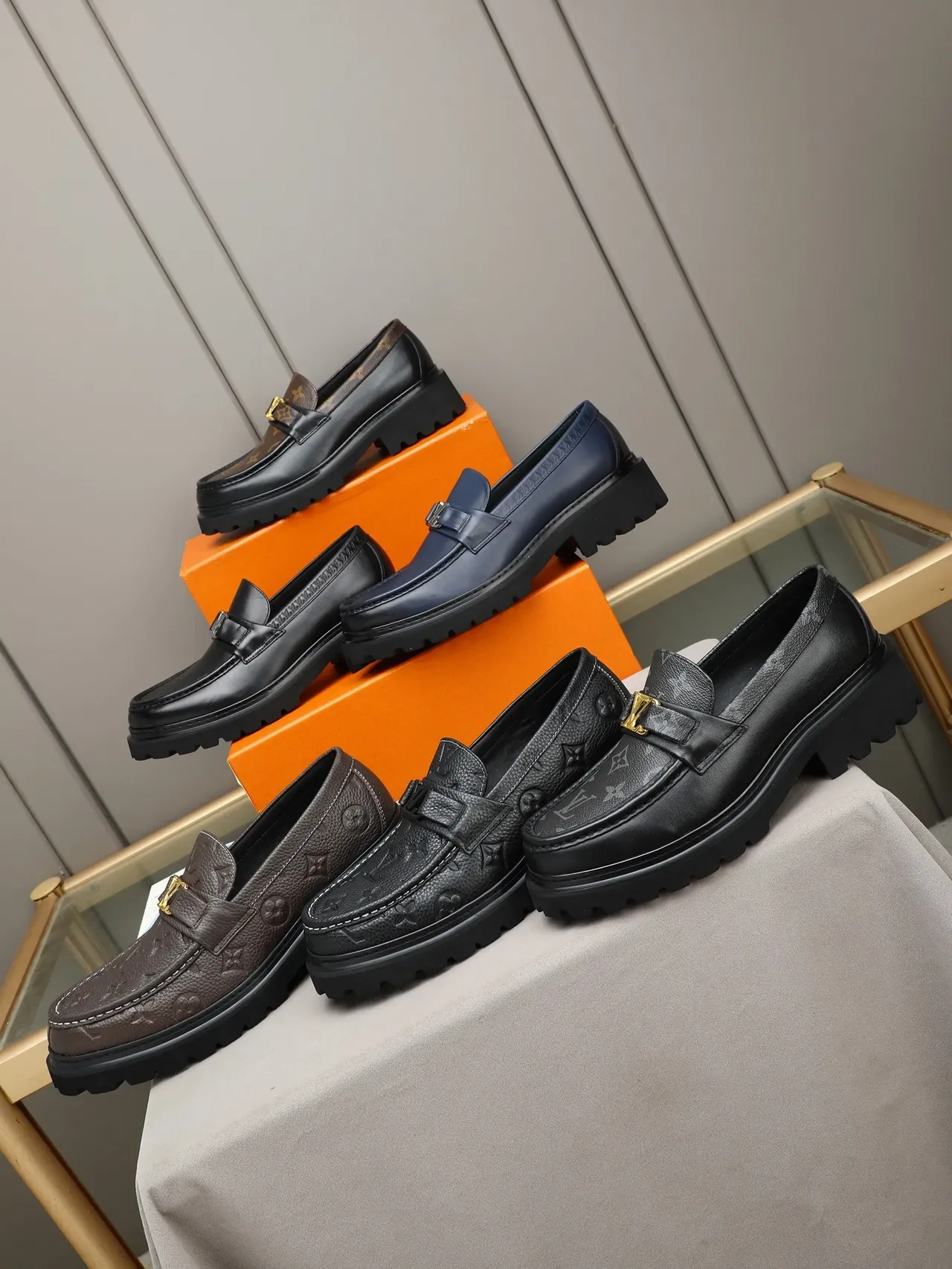 Navy Black Leather Penny Strap Loafer 2