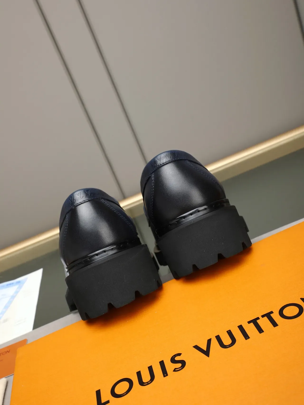 Navy Black Leather Penny Strap Loafer 4