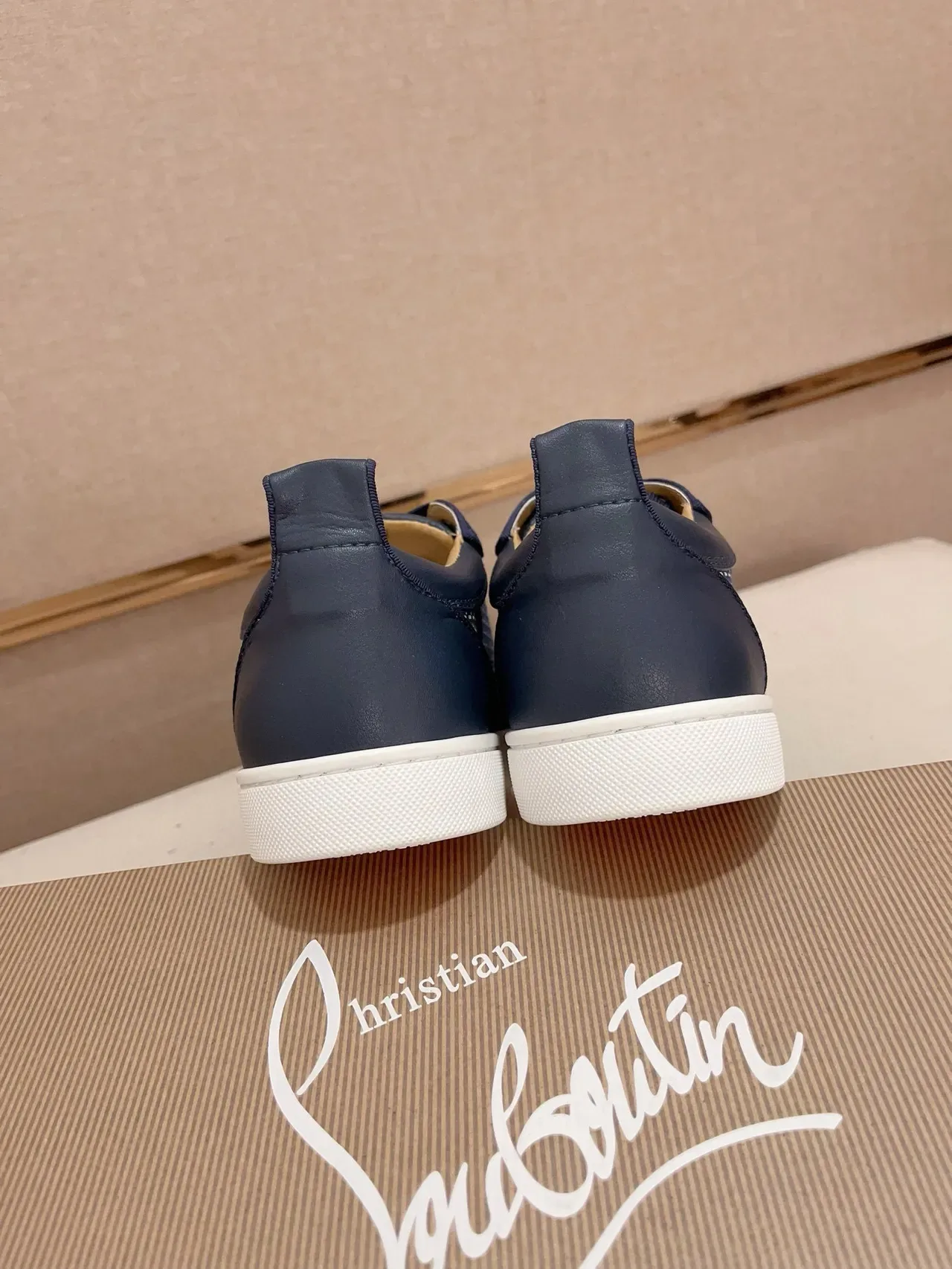 Navy Blue Perforated Mesh and Leather Low-Top Lifestyle Sneaker 7