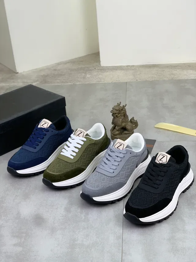 Navy Knit and Suede Lifestyle Sneaker 2