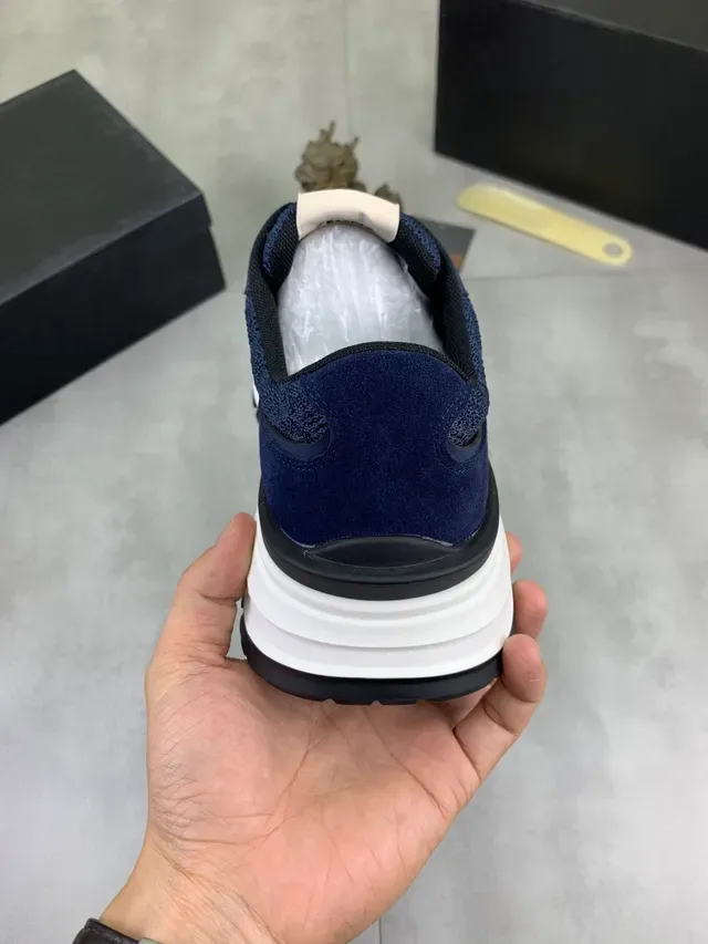 Navy Knit and Suede Lifestyle Sneaker 4