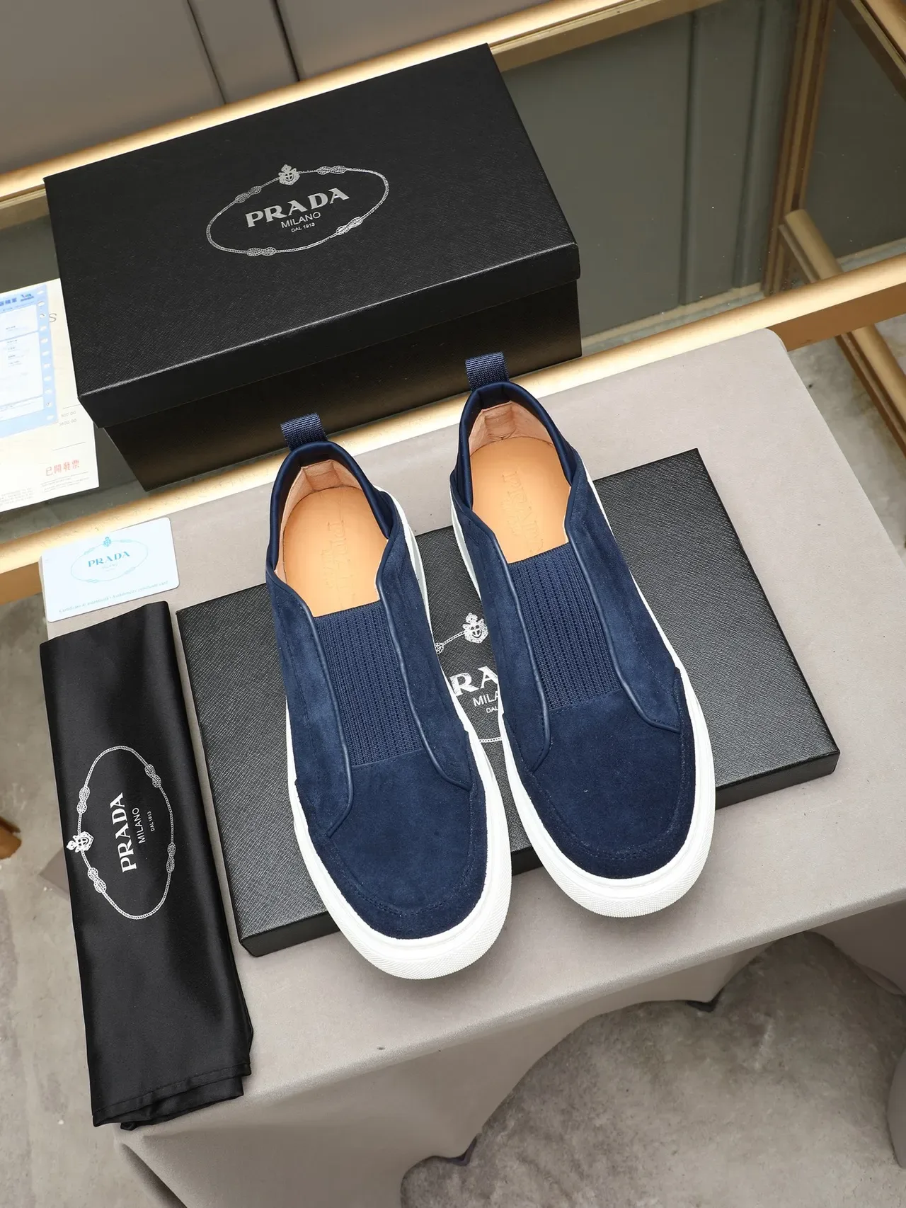 Navy Suede Slip-On Platform Sneaker 2