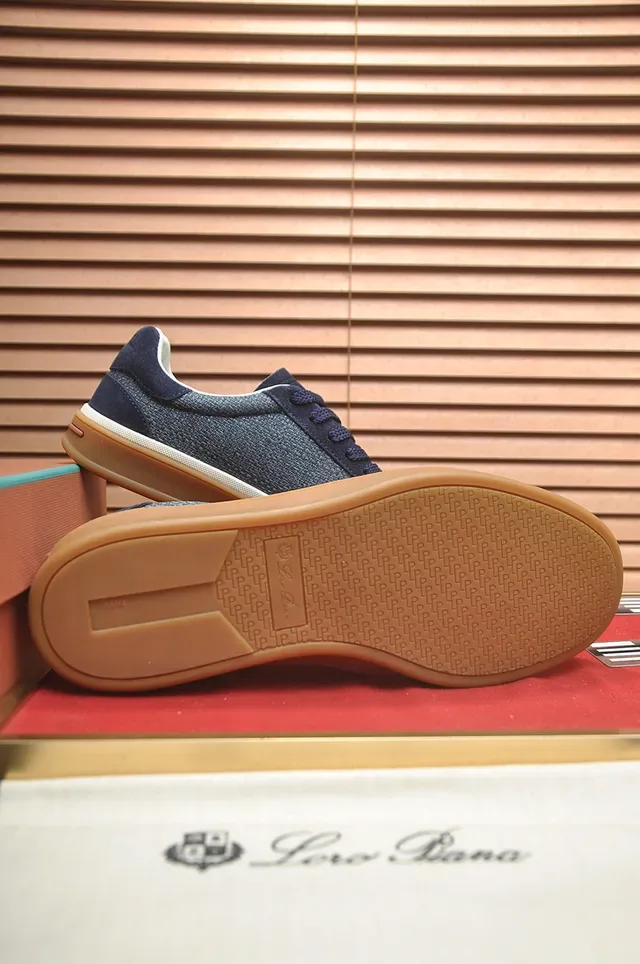 Navy Textured Woven Low-Top Gum Sole Sneaker 3