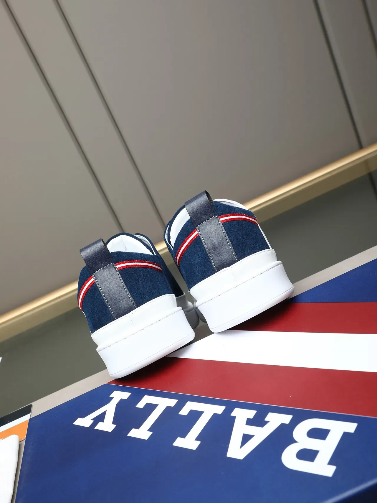 Navy White Suede Side Logo Panel Sneakers 3