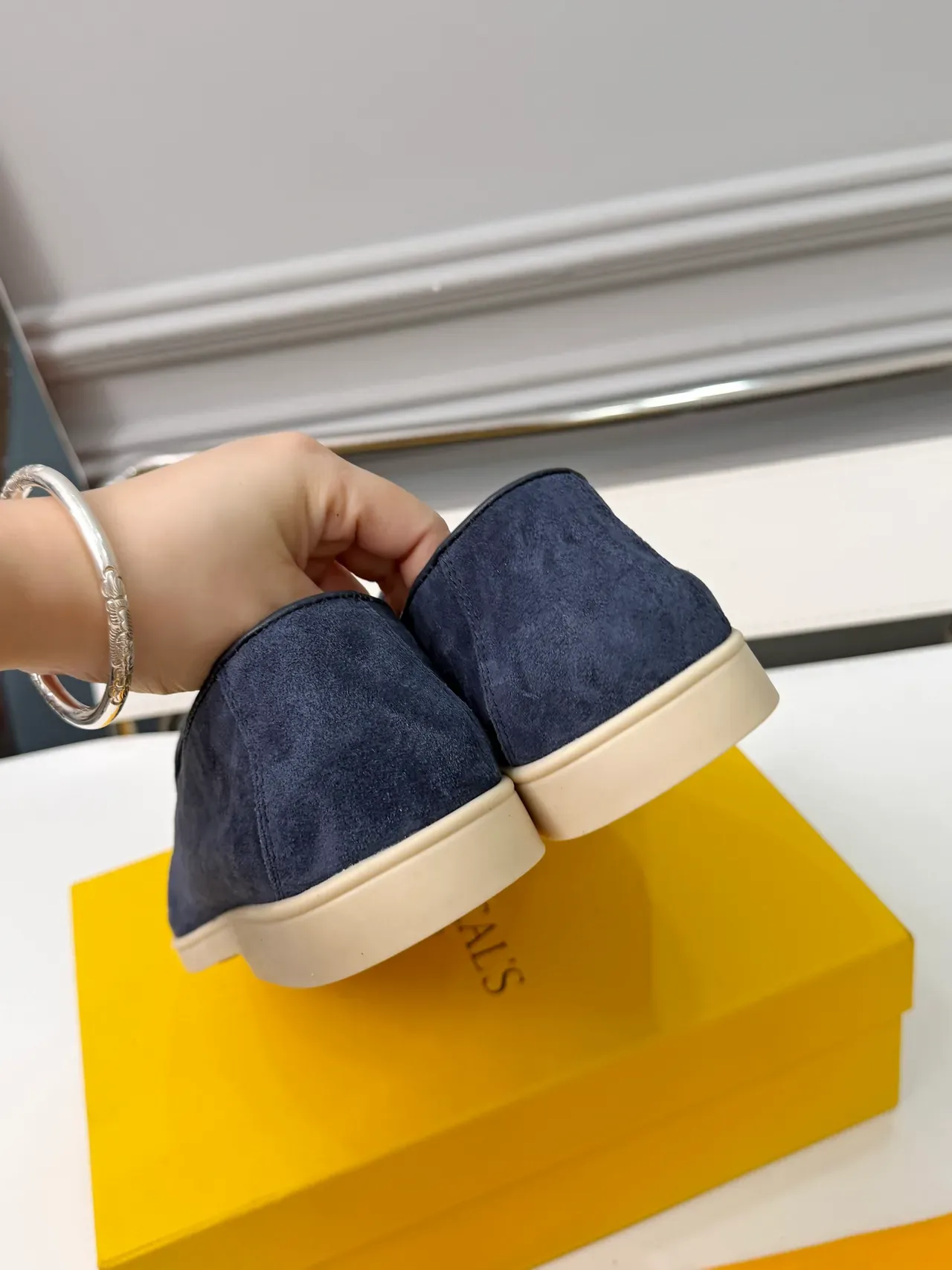 Mocasin Navy Yellow Ante Moccasin-Stitched Vamp 3