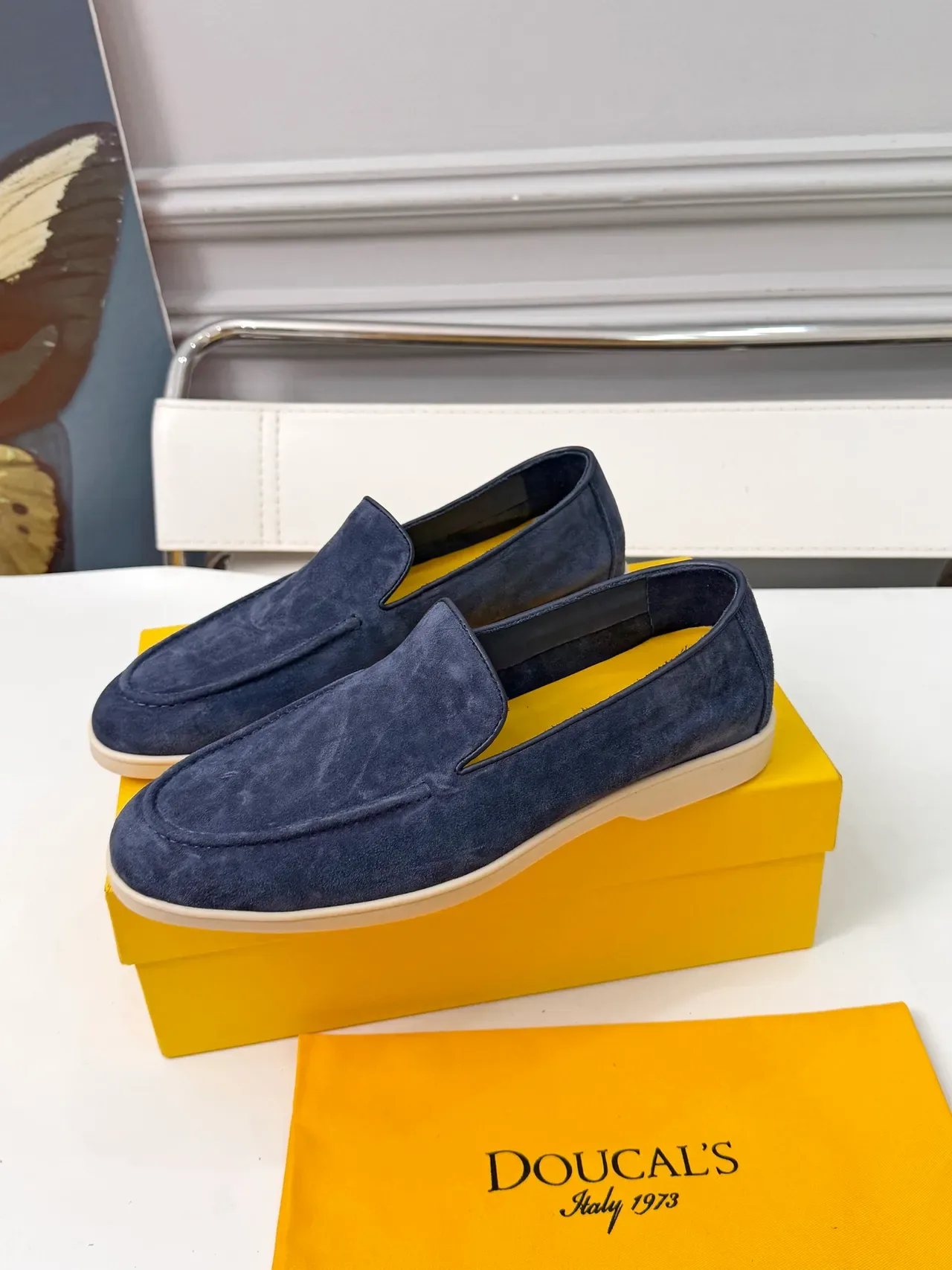 Mocasin Navy Yellow Ante Moccasin-Stitched Vamp 5