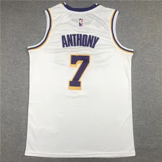 NBA Lakers Anthony #7 White Purple Gold Sleeveless Jersey