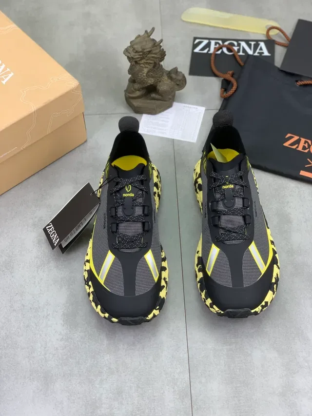 norda Black Yellow Mesh Upper Camouflage Outsole Sneakers 4