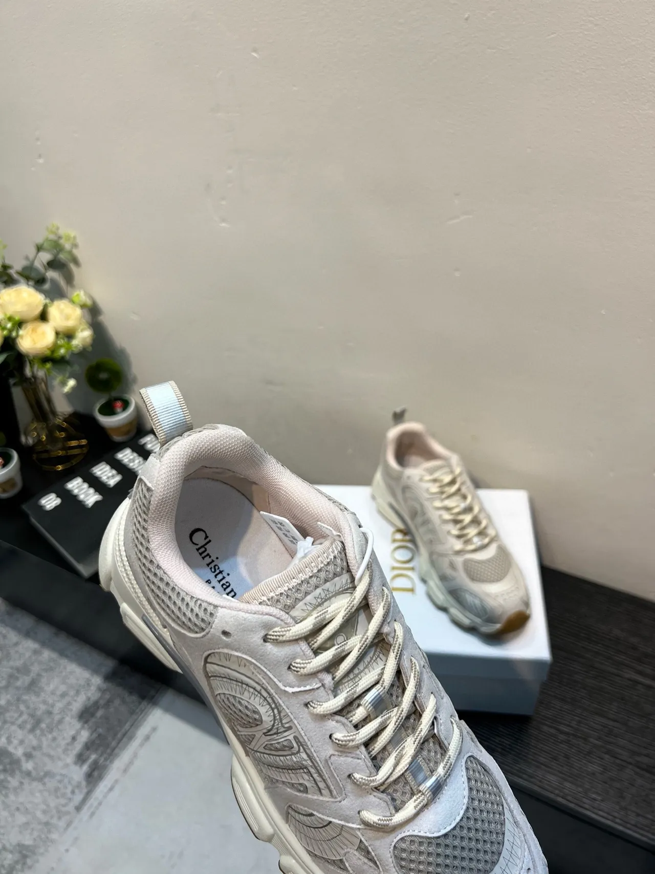 Off-White Beige Mesh and Synthetic Chunky Sneaker 7