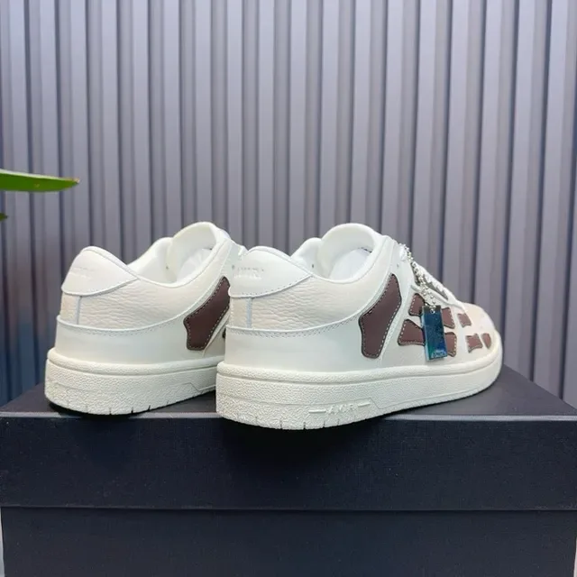 Off-White Cream and Brown Panelled Low-Top Lifestyle Sneakers 4