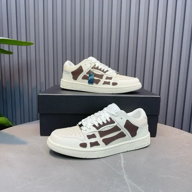 Off-White Cream and Brown Panelled Low-Top Lifestyle Sneakers 5
