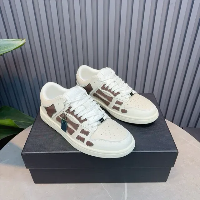 Off-White Cream and Brown Panelled Low-Top Lifestyle Sneakers 8