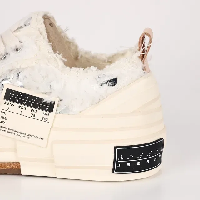 Off-White Cream Bouclé Sequin Embellished Lifestyle Sneaker 4