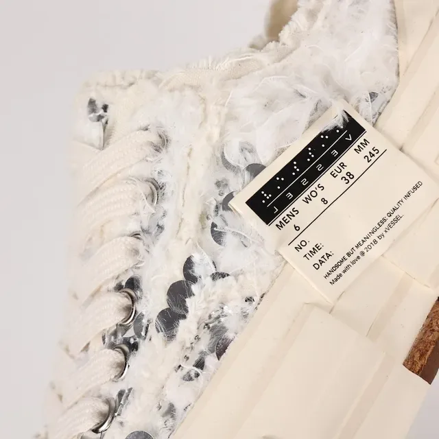 Off-White Cream Bouclé Sequin Embellished Lifestyle Sneaker 6
