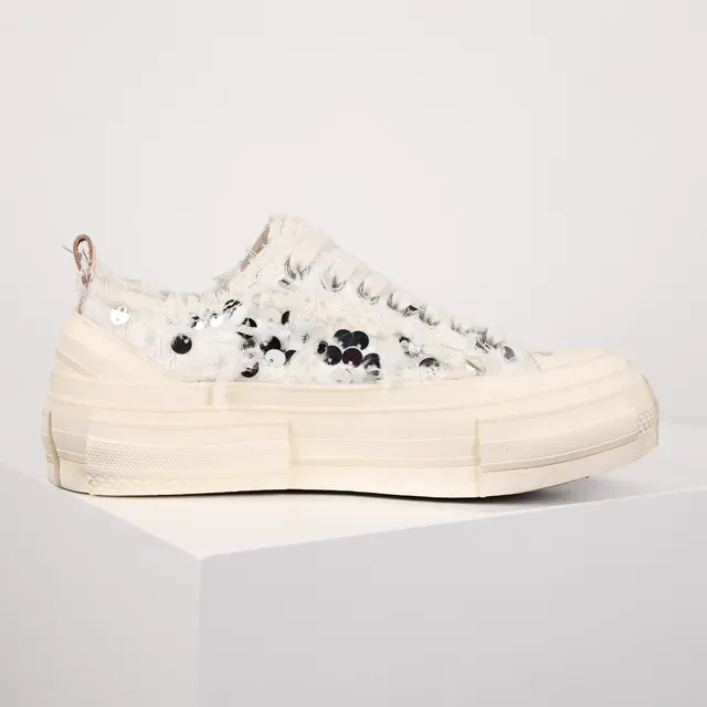 Off-White Cream Bouclé Sequin Embellished Lifestyle Sneaker 7