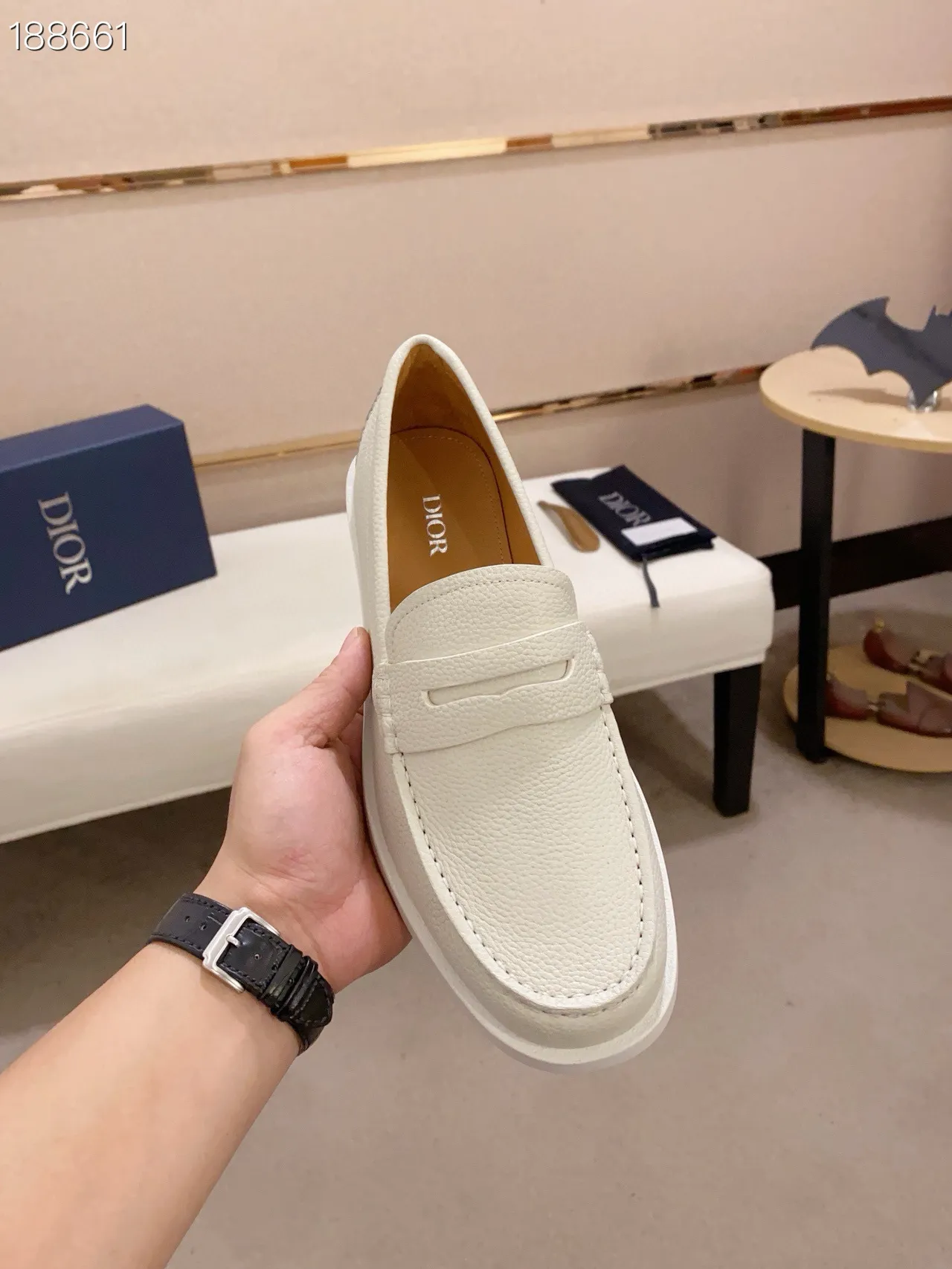 Off-White Pebbled Leather Penny Loafer 4