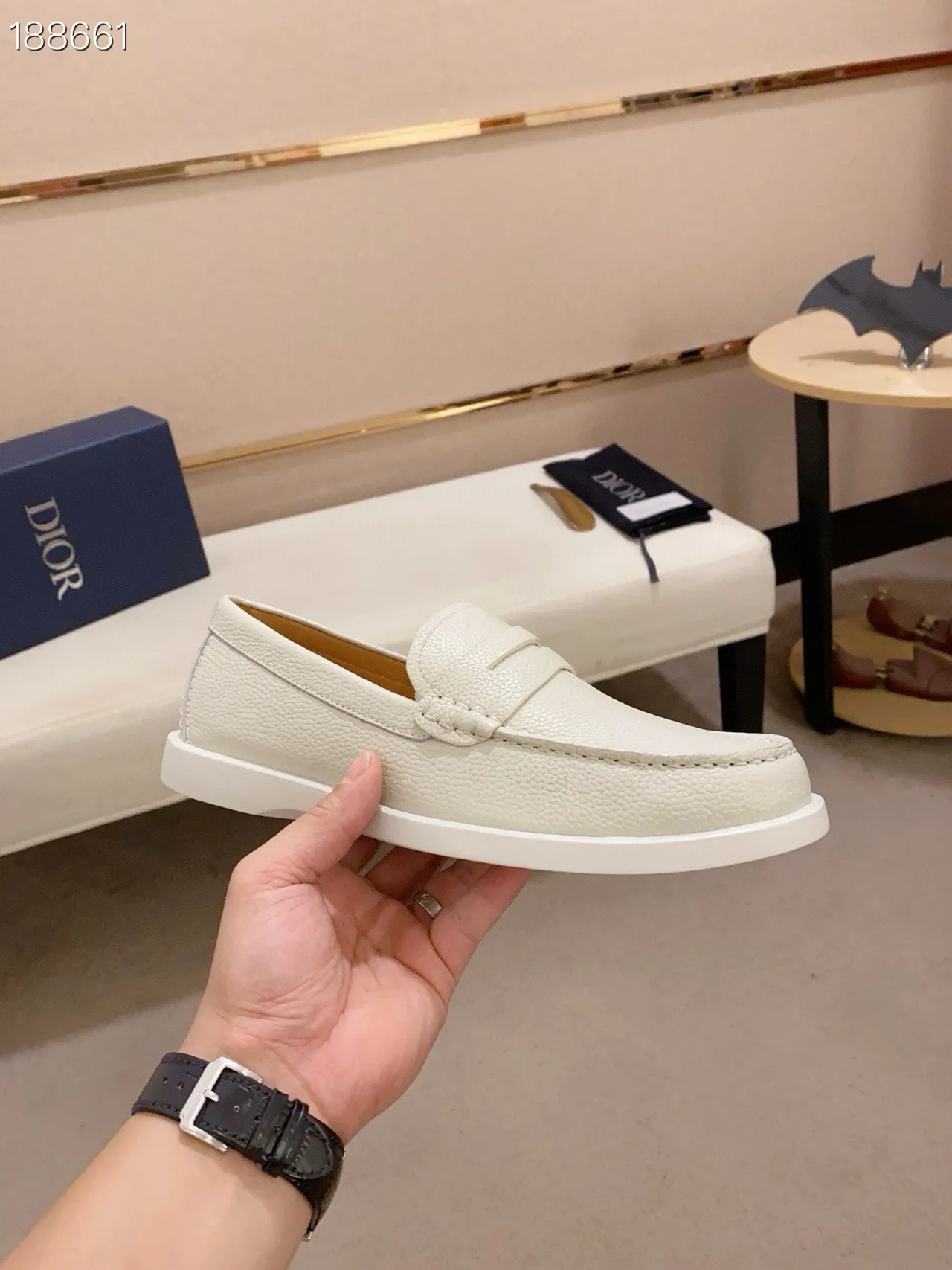 Off-White Pebbled Leather Penny Loafer 5