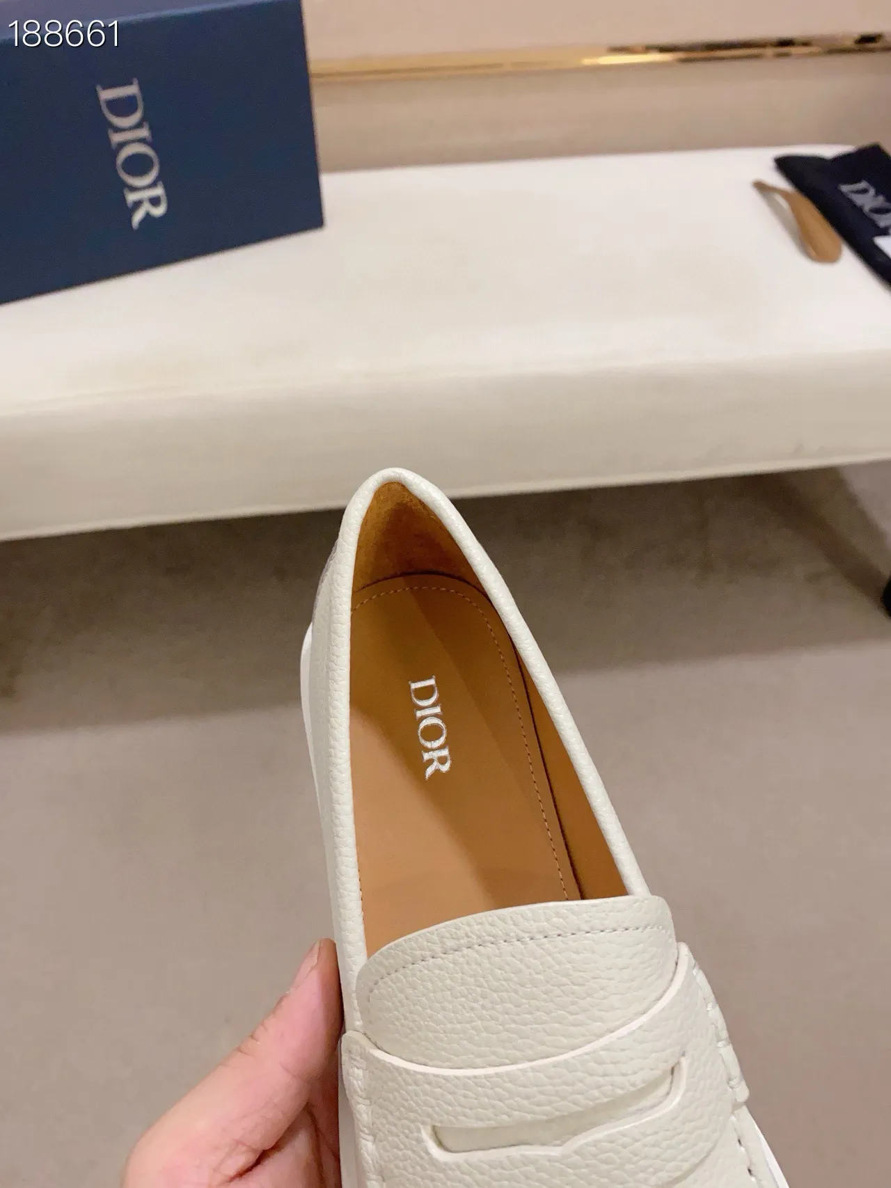 Off-White Pebbled Leather Penny Loafer 6