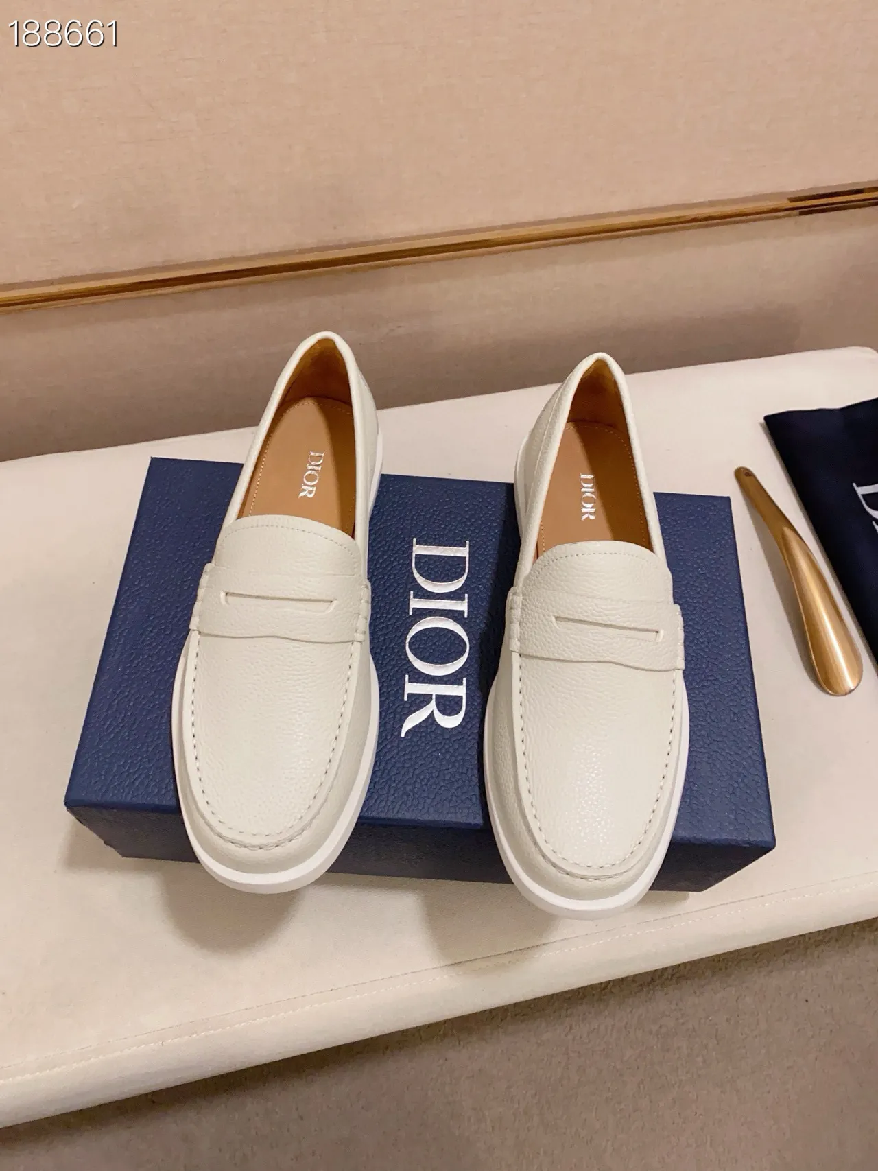 Off-White Pebbled Leather Penny Loafer 7