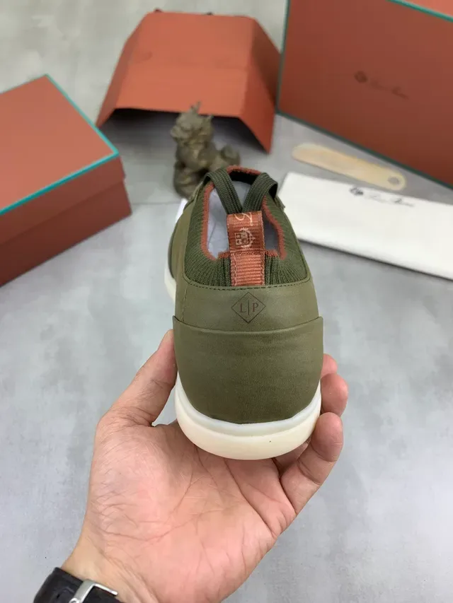 Olive Green Ribbed Collar Lace-Up Sneaker 4