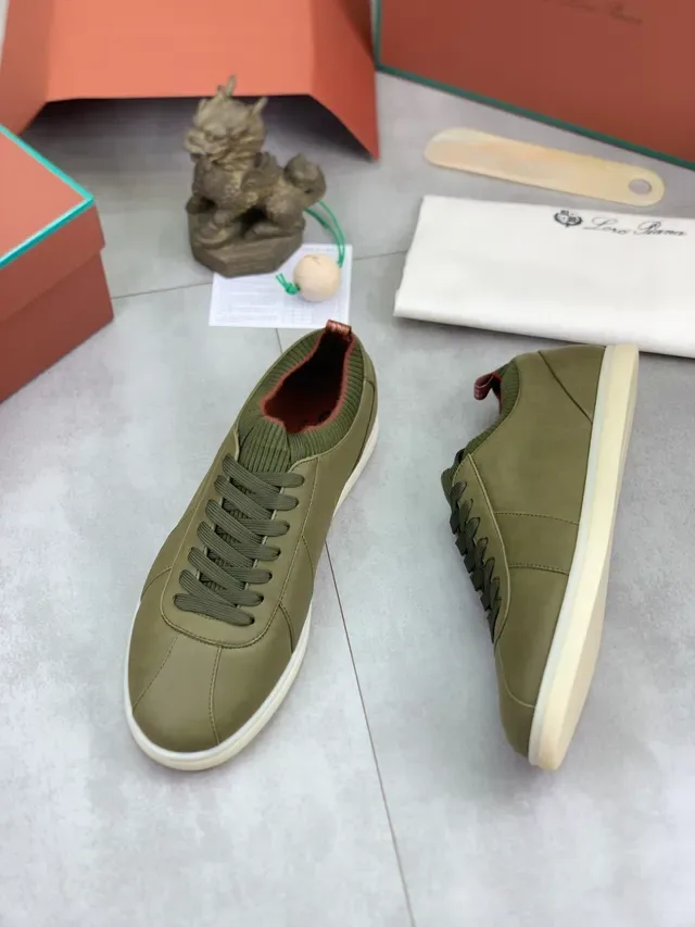 Olive Green Ribbed Collar Lace-Up Sneaker 6