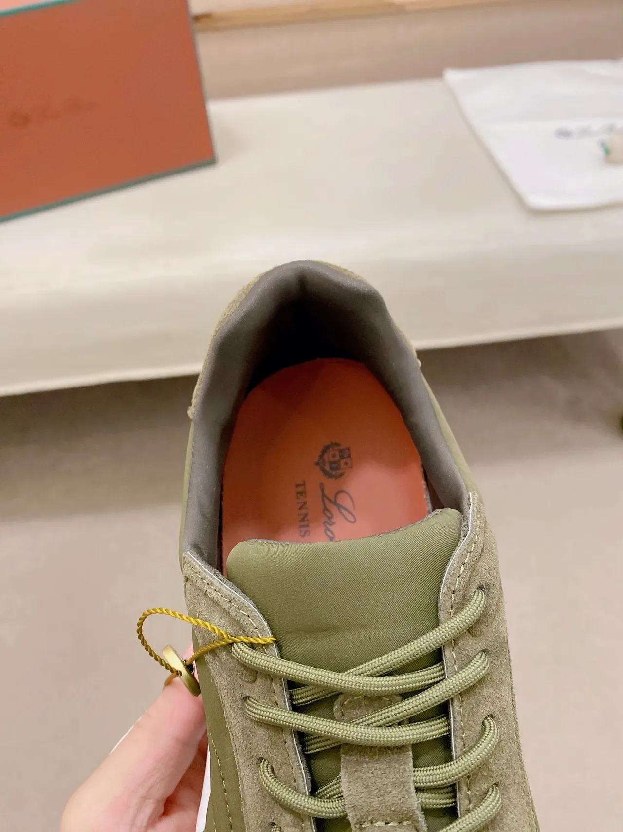 Olive Green Suede and Nylon Lifestyle Sneaker 4