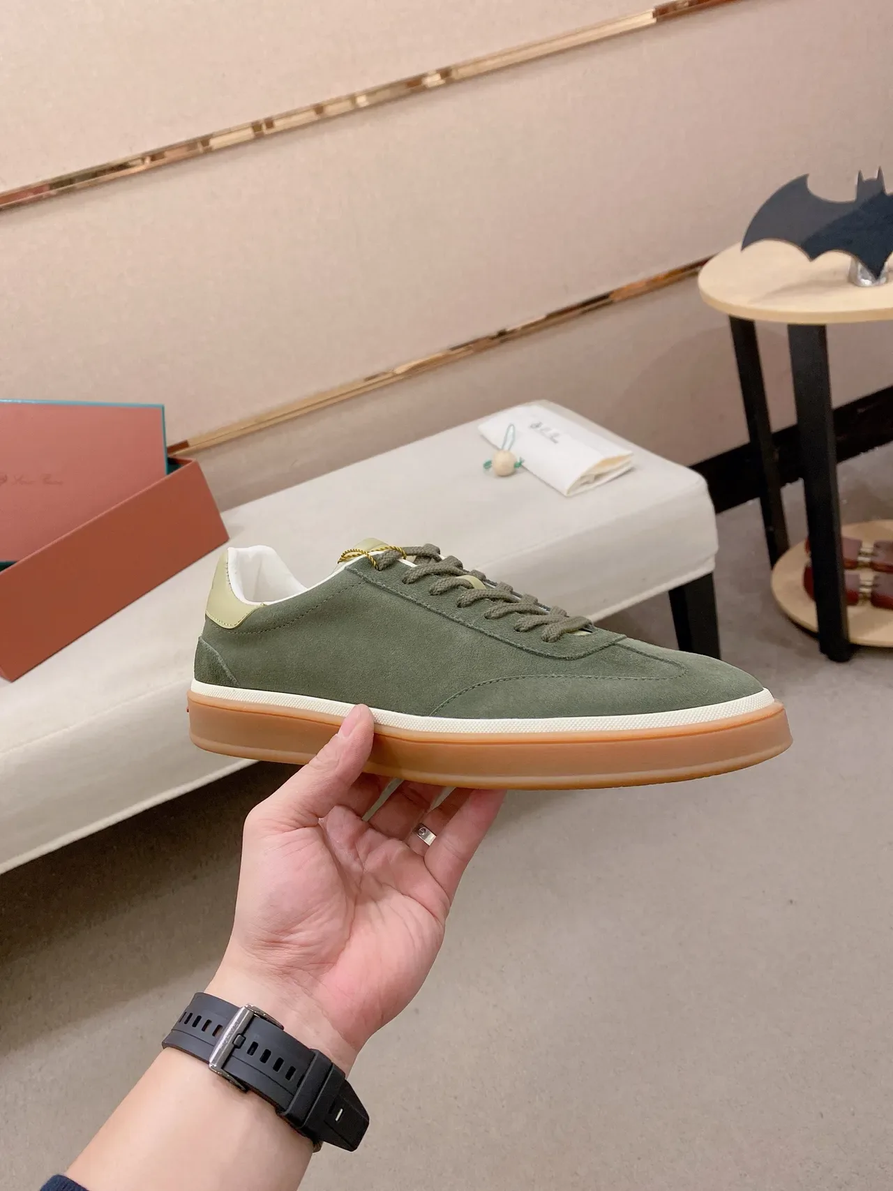 Olive Green Suede Low-Top Lifestyle Sneaker 5